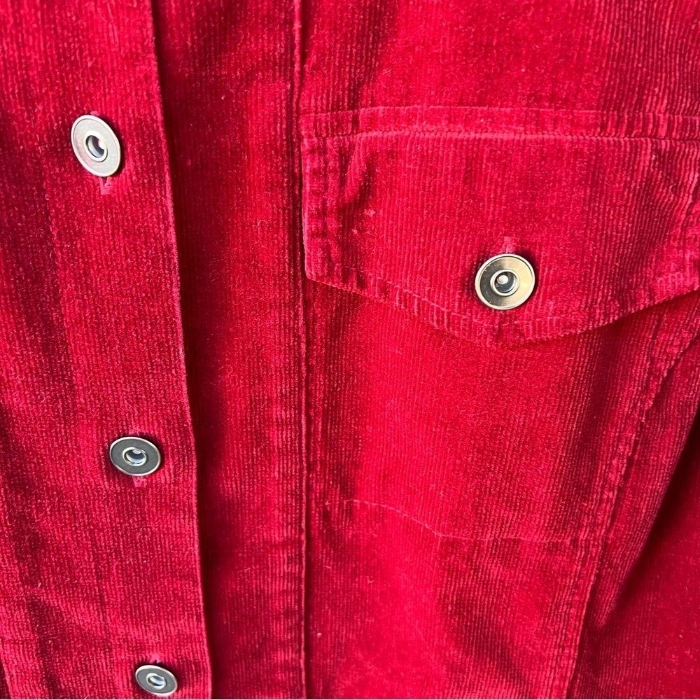 DARK RED STRETCH CORDUROY BUTTON FRONT JACKET SIZE LARGE - Picture 6 of 7